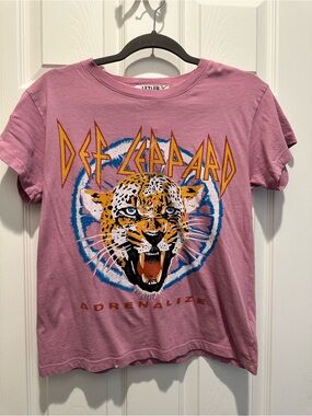 Anthropologie LetLuv Def Leppard Adrenalize Graphic Tee - Pink NWT